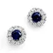 runde safir brillantøreringe i 14 karat hvidguld med safir og diamant