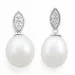 ovale perle diamantøreringe i 14 karat hvidguld med diamant 