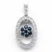 ovalt safir diamantvedhæng i 14 karat hvidguld 0,17 ct 0,30 ct