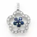 blomster safir diamantvedhæng i 14 karat hvidguld 0,12 ct 0,34 ct