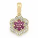 blomster rubin diamantvedhæng i 14 karat guld 0,11 ct 0,19 ct