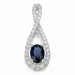 dråbeformet blå safir diamantvedhæng i 14 karat hvidguld 0,455 ct