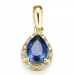 Dråbeformet safir diamantvedhæng i 14 karat guld 0,037 ct 0,80 (5 mm x 7mm) ct