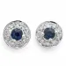 runde blå safir brillantøreringe i 14 karat hvidguld med diamant og safir 