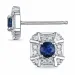 firkantet safir diamantøreringe i 14 karat hvidguld med diamant og safir