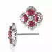 Blomster rubin diamantøreringe i 14 karat hvidguld med diamanter og rubiner 