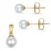 6 og 5 mm hvid perle sæt med øreringe og vedhæng i 9 karat guld