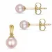 6 og 5 mm rosa perle sæt med øreringe og vedhæng i 9 karat guld