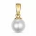 6 mm sølv hvid perle vedhæng i 14 karat guld
