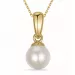 5 mm perle halskæde i forgyldt sølv med vedhæng i 14 karat guld