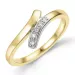 abstrakt diamant ring i 9 karat guld.- og hvidguld 0,05 ct