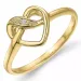 hjerte diamant ring i 9 karat guld 0,008 ct