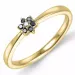 blomster sort diamant ring i 9 karat guld 0,01 ct 0,05 ct