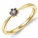 Blomster ametyst diamantring i 9 karat guld 0,01 ct 0,04 ct