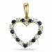hjerte safir diamantvedhæng i 9 karat guld 0,20 ct 0,29 ct