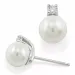 perle diamantøreringe i 9 karat hvidguld med diamant 