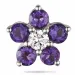 Blomster ametyst diamantvedhæng i 9 karat hvidguld 0,06 ct 0,30 ct