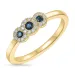 safir diamantring i 14 karat guld 0,10 ct 0,20 ct