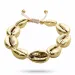 Forgyldt shell musling armbånd i silke snor 17 cm plus 4 cm x 12,5 mm