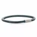 Rund sort læder armbånd i stål x 4 mm