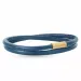 Rund blå armbånd i læder med forgyldt stål lås  x 4 mm