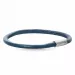Rund blå armbånd i læder med stål lås  x 4 mm