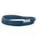 Flad blå armbånd i læder med stål lås  x 6 mm