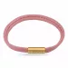 Flad rosa magnetarmbånd i læder med forgyldt stål lås  x 6 mm