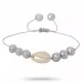 perle shell musling armbånd i silke snor 17 cm plus 5 cm  x 10 mm