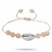 Månesten muslinge armbånd i silke snor 17 cm plus 4 cm x 10 mm