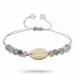 kvarts shell musling armbånd i silke snor 17 cm plus 4 cm x 10 mm