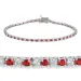 rød zirkon tennisarmbånd i sølv x 2,4 mm