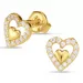 hjerte øreringe i 9 karat guld med zirkon