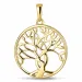rund livets træ vedhæng i 8 karat guld