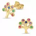 livets træ multifarvede ørestikker i 8 karat guld med zirkon