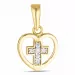 hjerte kors vedhæng i 8 karat guld med rhodium