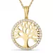 15 mm livets træ vedhæng med halskæde i 8 karat guld