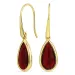lange dråbe rød krystal øreringe i forgyldt sølv - Loom Stones