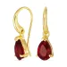 dråbe rød krystal øreringe i forgyldt sølv - Loom Stones