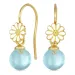 marguerit lyseblå krystal ørekroge i forgyldt sølv