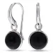 runde sort onyks øreringe i forsølvet messing - Loom Stones