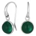 runde mørkegrøn krystal øreringe i forsølvet messing - Loom Stones