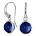 runde syntetisk blå safir øreringe i forsølvet messing - Loom Stones