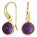 runde lilla krystal øreringe i forgyldt messing - Loom Stones