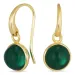 runde mørkegrøn krystal øreringe i forgyldt messing - Loom Stones