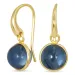 runde blå mørkeblå krystal øreringe i forgyldt messing - Loom Stones