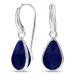 dråbe syntetisk blå safir øreringe i forsølvet messing
