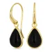 dråbe sort onyks øreringe i forgyldt messing - Loom Stones