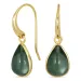 dråbe grøn krystal øreringe i forgyldt messing - Loom Stones