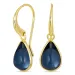 dråbe mørkeblå mørkeblå krystal øreringe i forgyldt messing - Loom Stones
